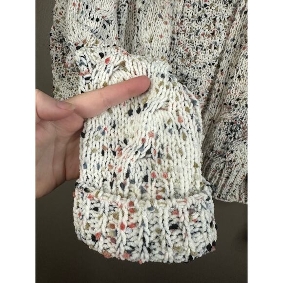 Moon & Madison Confetti Crocheted Chenille Open Front Cardigan White Size Large - Picture 5 of 8